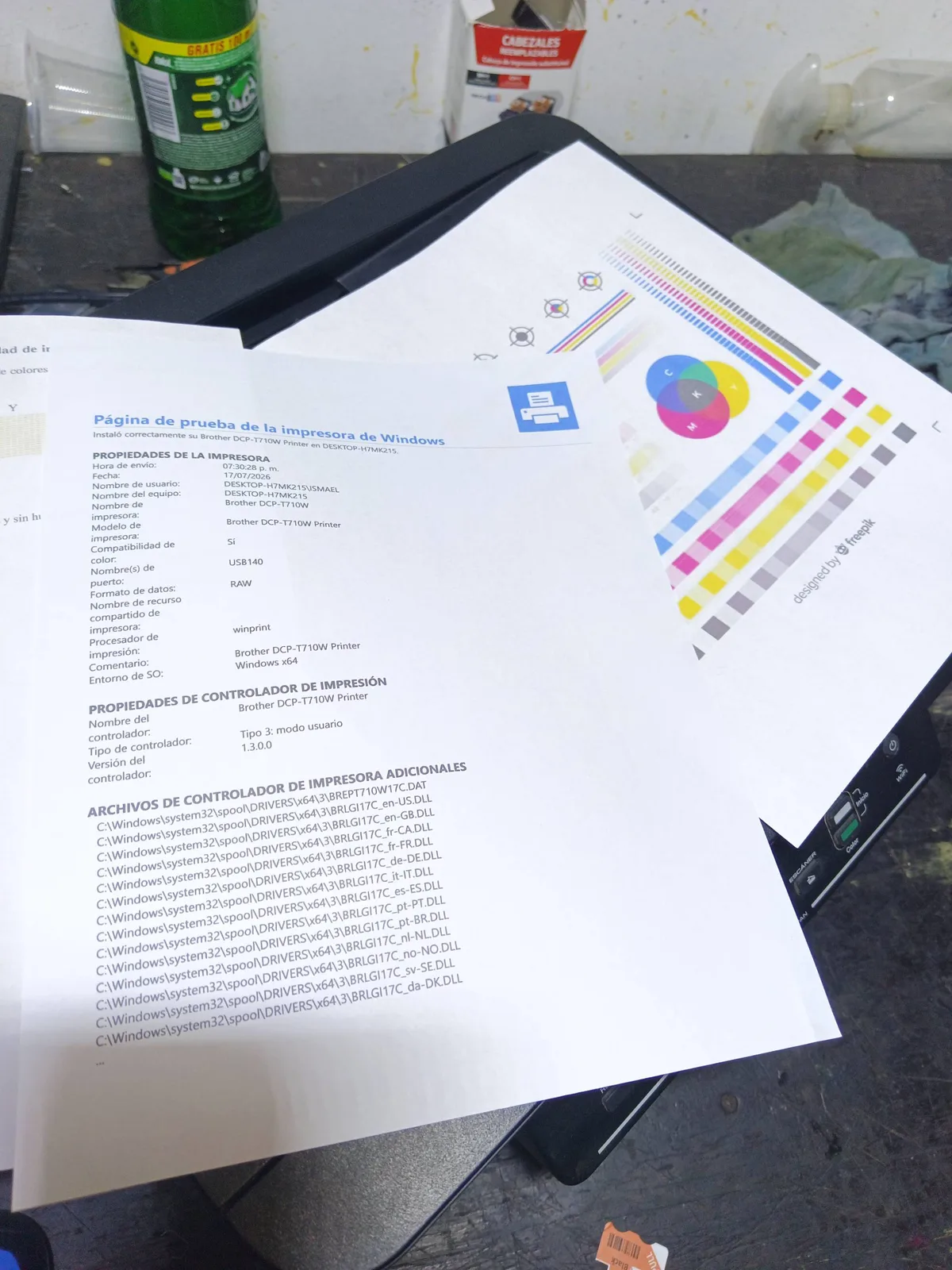Brother DCP-T710W — Impresión de prueba tras limpieza — Ciselaptop Oaxaca
