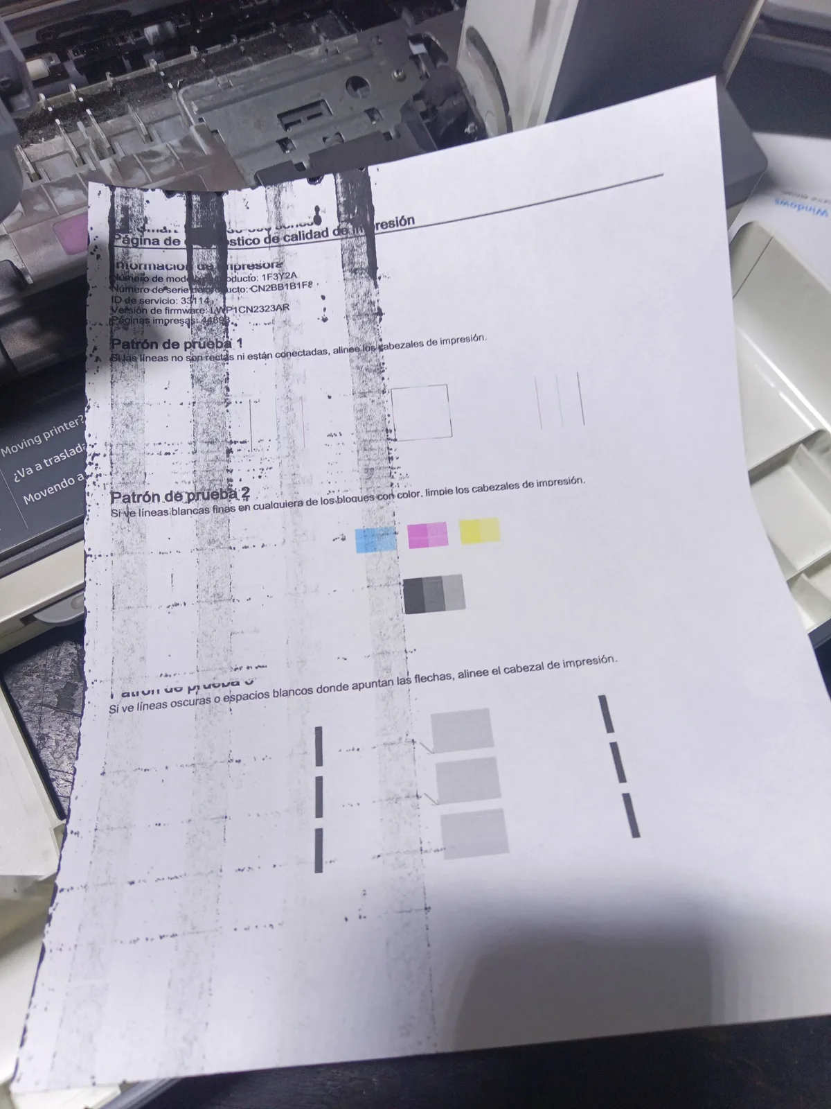 HP 580 — limpieza interna