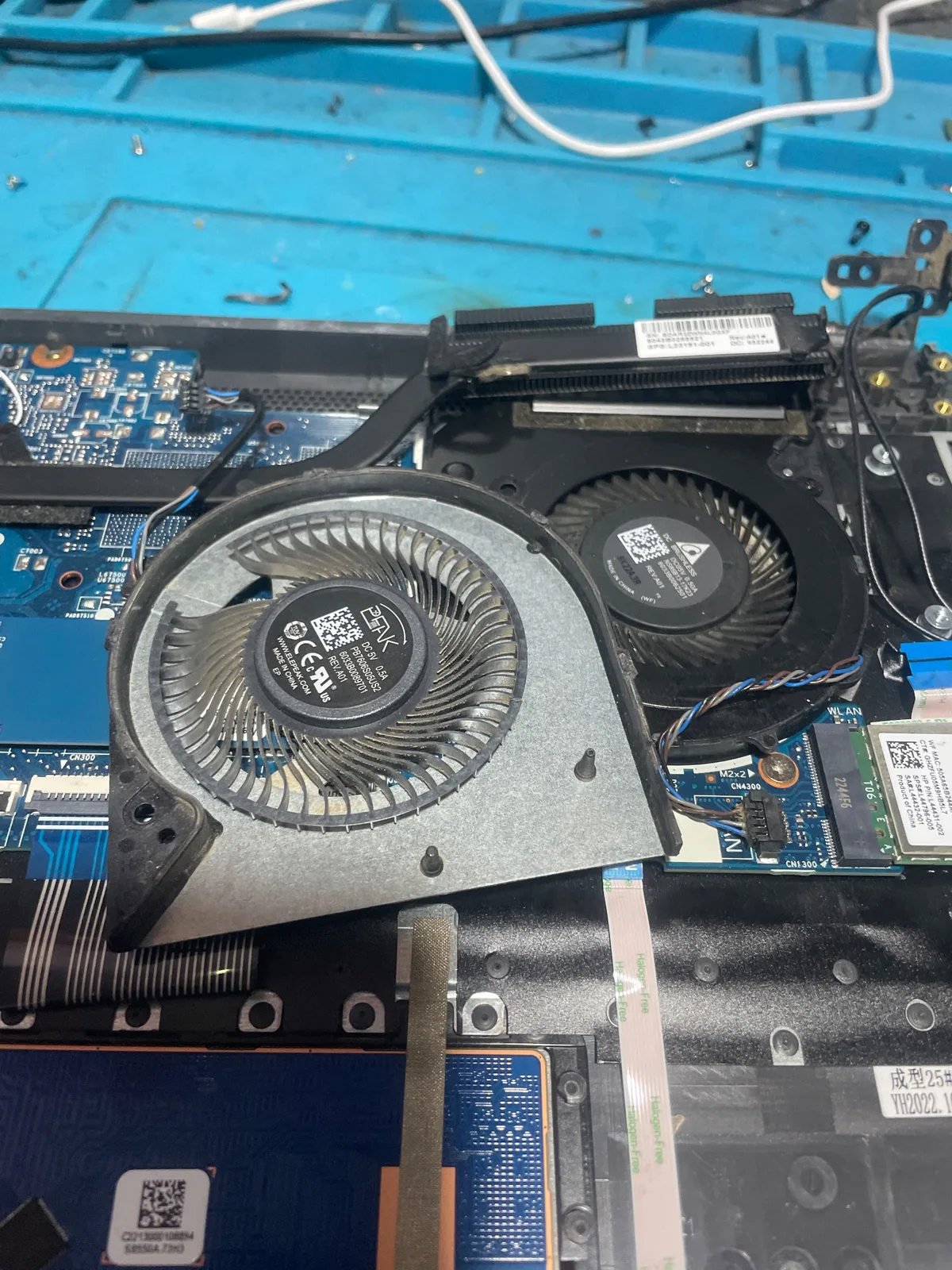 Interior de laptop HP — revisión de ventilador — Ciselaptop Oaxaca