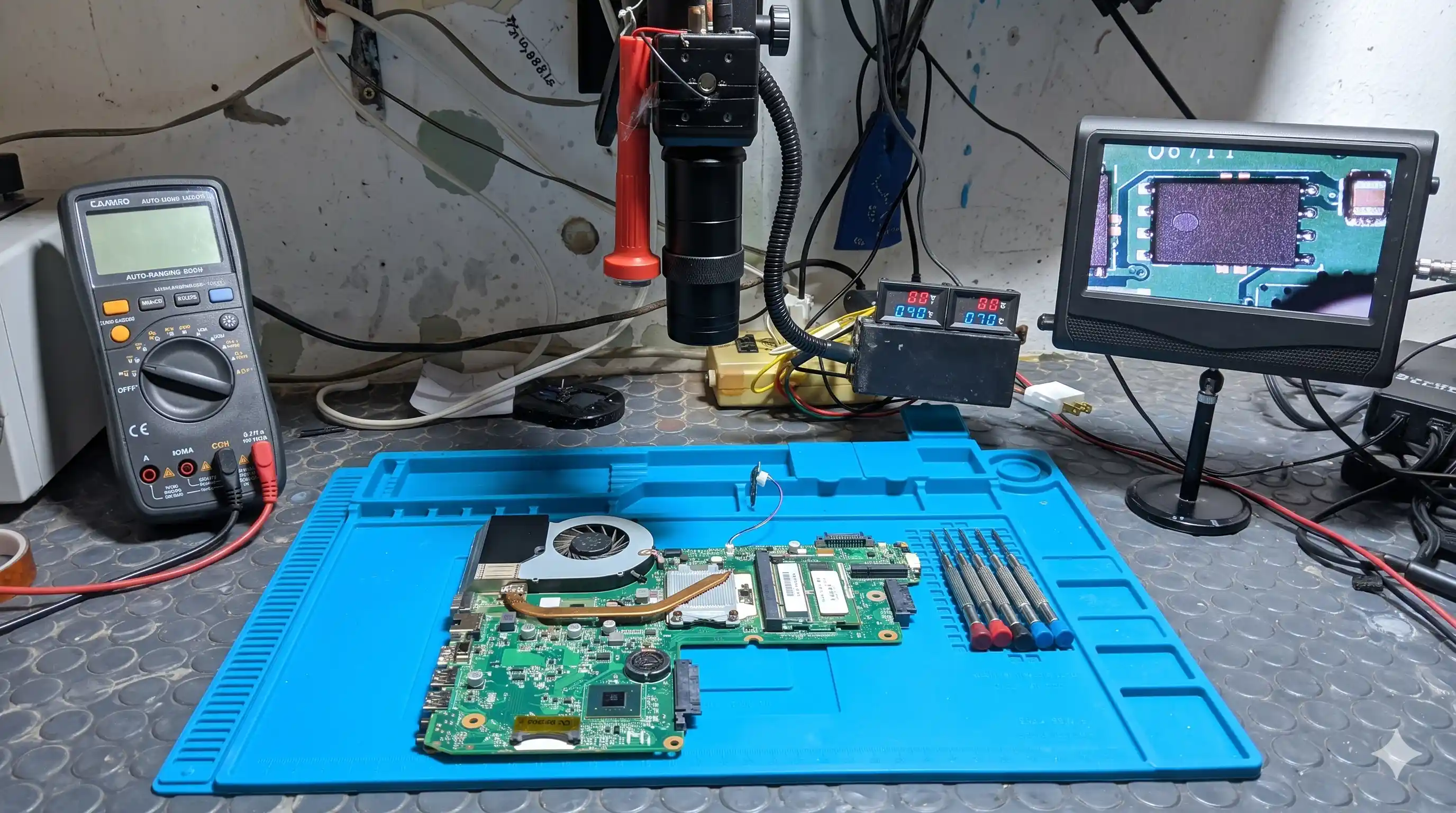 Diagnóstico de laptop que no enciende mediante microscopio digital en Cise Laptop Oaxaca